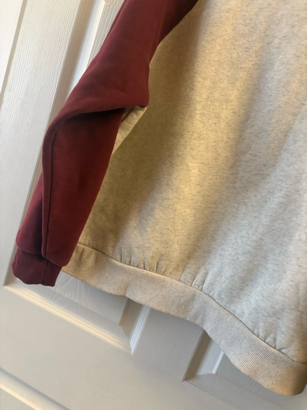 Edikted Maroon and Light Gray Bow Detail Crewneck Hoodie - Picture 3 of 5